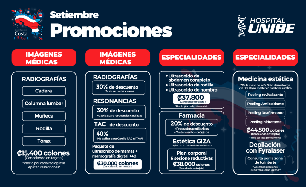 Diferentes promociones en imágenes médicas y especialidades con el Hospital Unibe